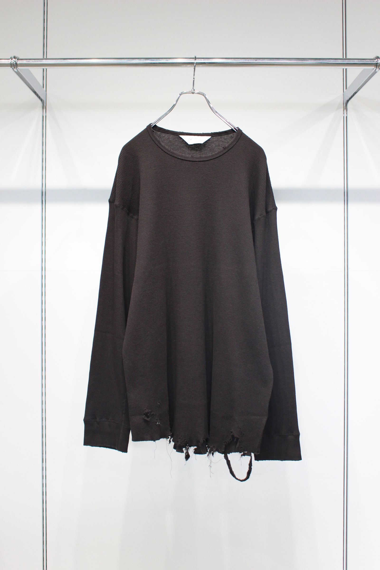 DAMAGE WAFFLE CREW LS | D.BROWN | カットソー