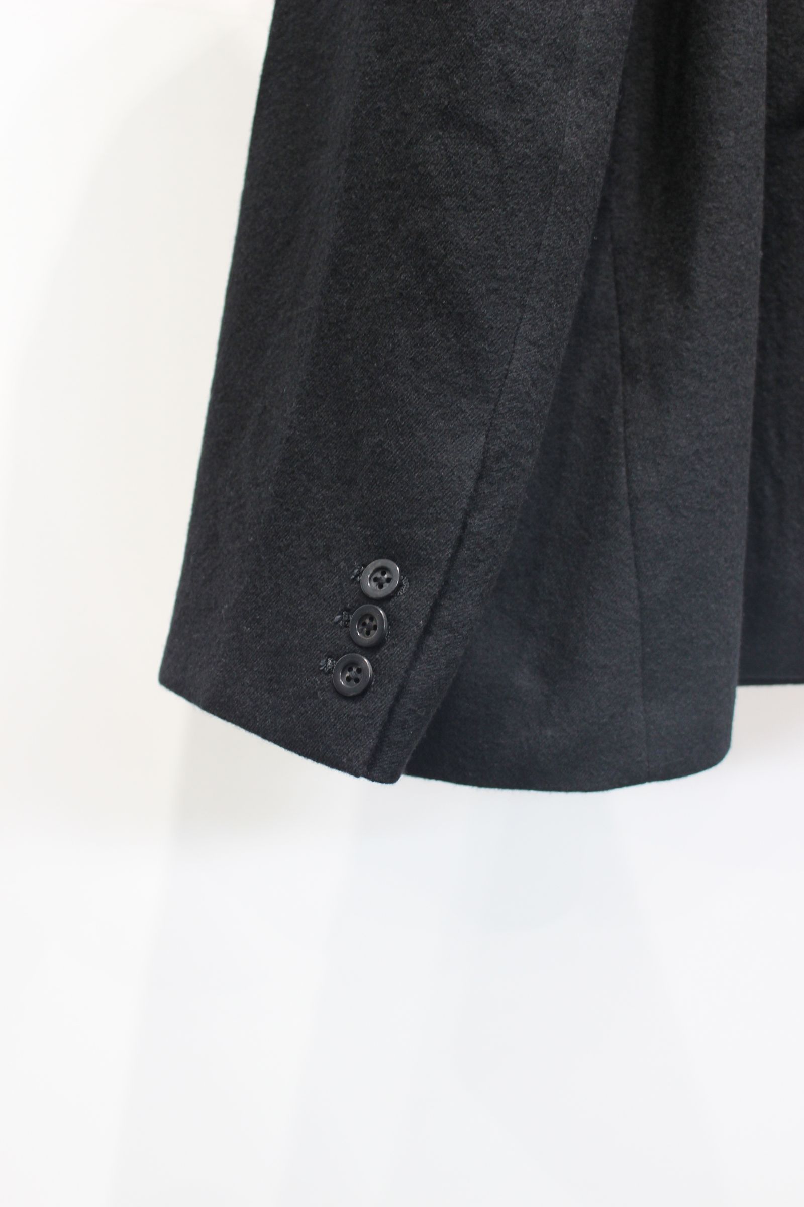 DOUBLE TAILORED JACKET | WOOL BELTED WIDE SLACKS | BLACK | セットアップ