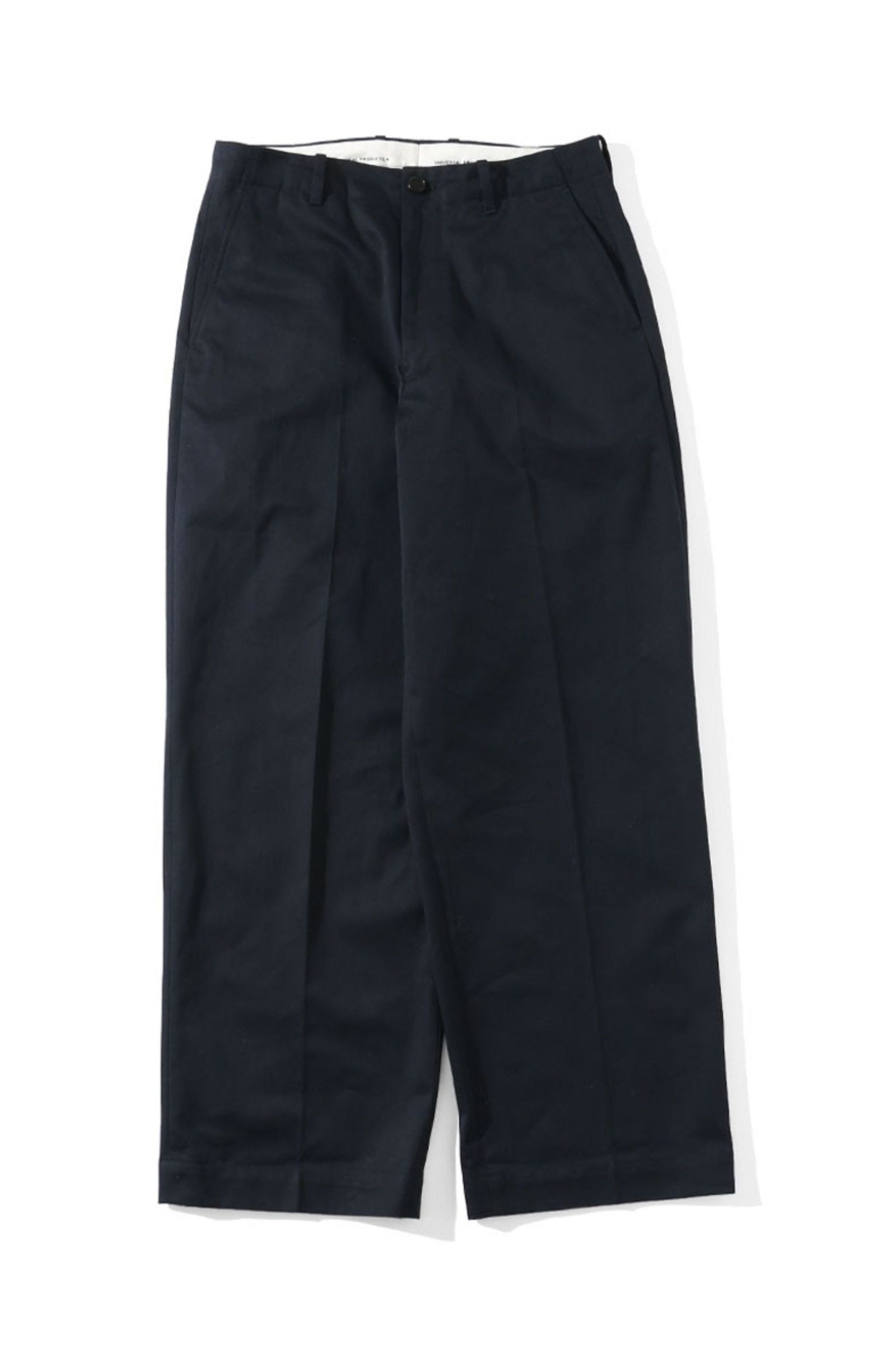 UNIVERSAL PRODUCTS - NO TUCK WIDE CHINO TROUSERS/NAVY | NapsNote