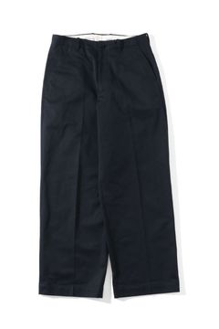 NO TUCK WIDE CHINO TROUSERS/NAVY