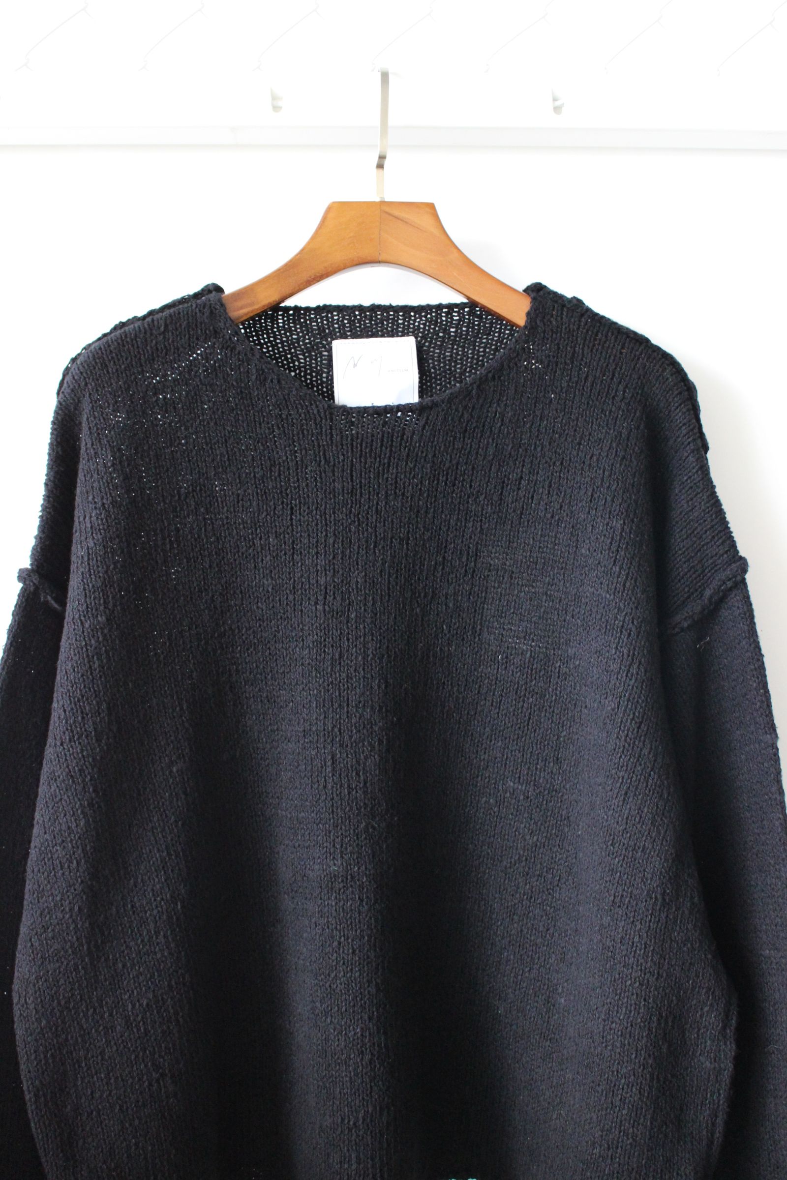 ANCELLM - DAMAGE HEAVY WAFFLE OVERSIZED LS T-SHIRT/BLACK | NapsNote