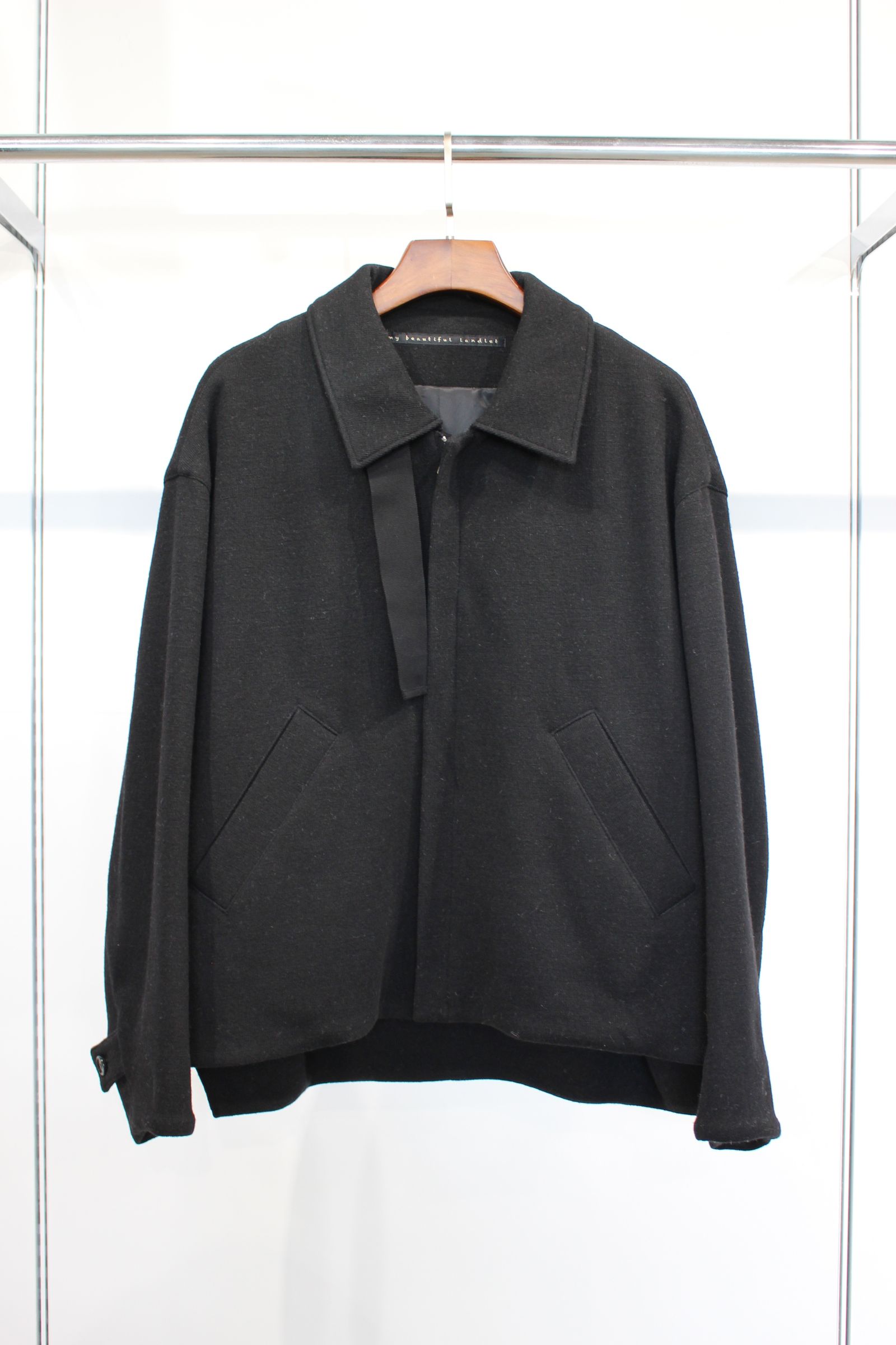 RECYCLED MELANGE WOOL KNIT ZIP BLOUSON/BLACK