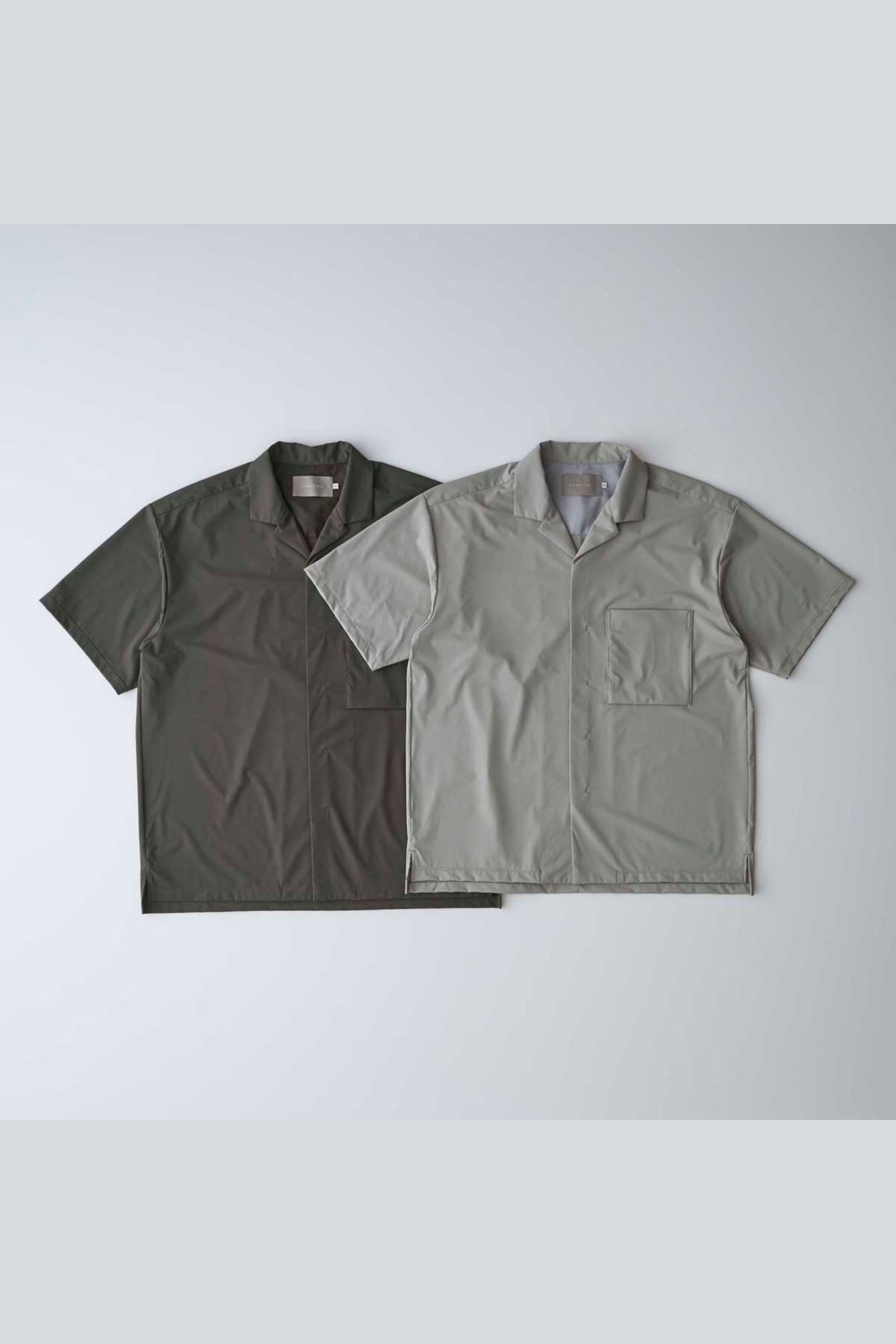 OPEN COLLAR SHIRT -solid-/LT.GRAY