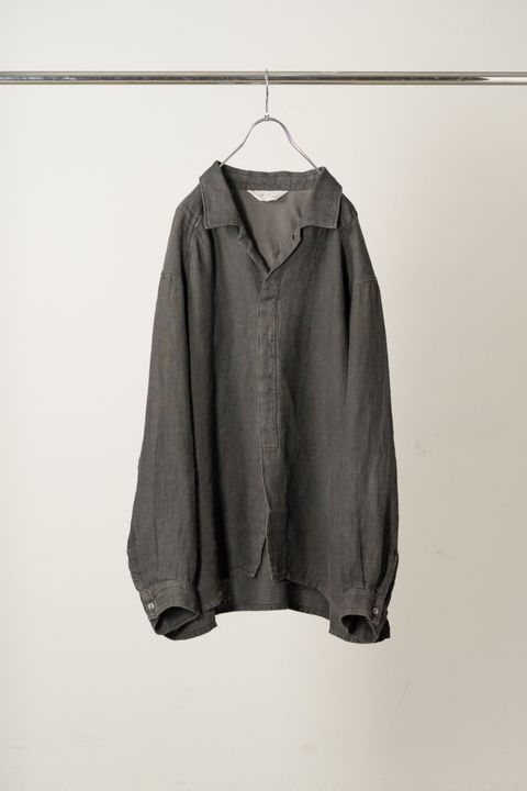 AGING LINEN CROSS-LINE SHIRT | BLACK | シャツ