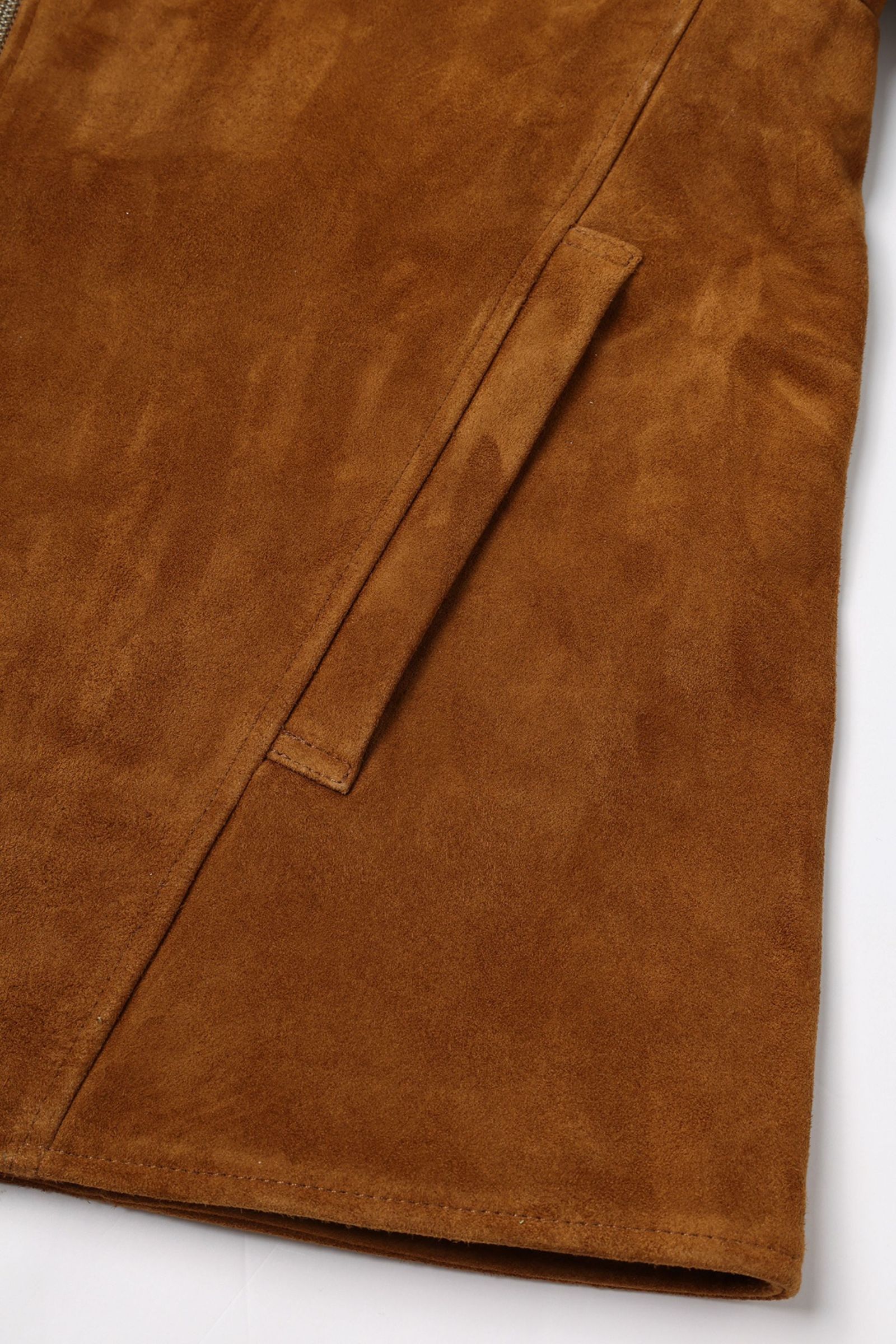 NUBUCK DRAPING LEATHER JACKET | BROWN | レザージャケット