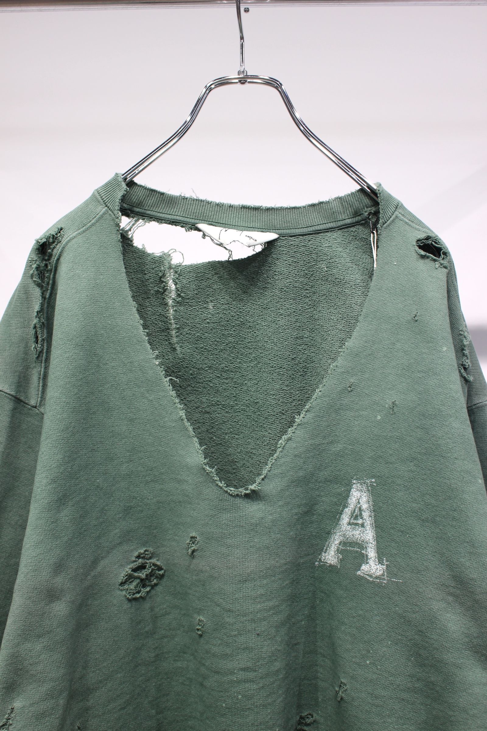 ANCELLM - [ラスト1点] HARD CRASH SWEAT SHIRT | GREEN