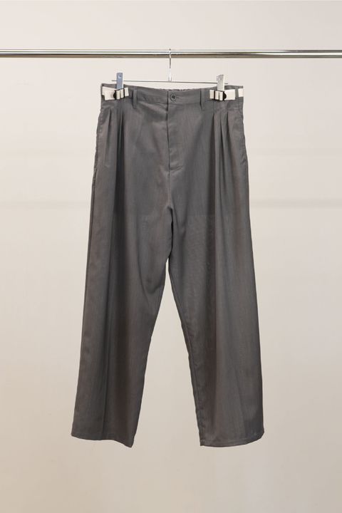 [ラスト1点] BELTED WOOL SLACKS | GRAY | スラックス