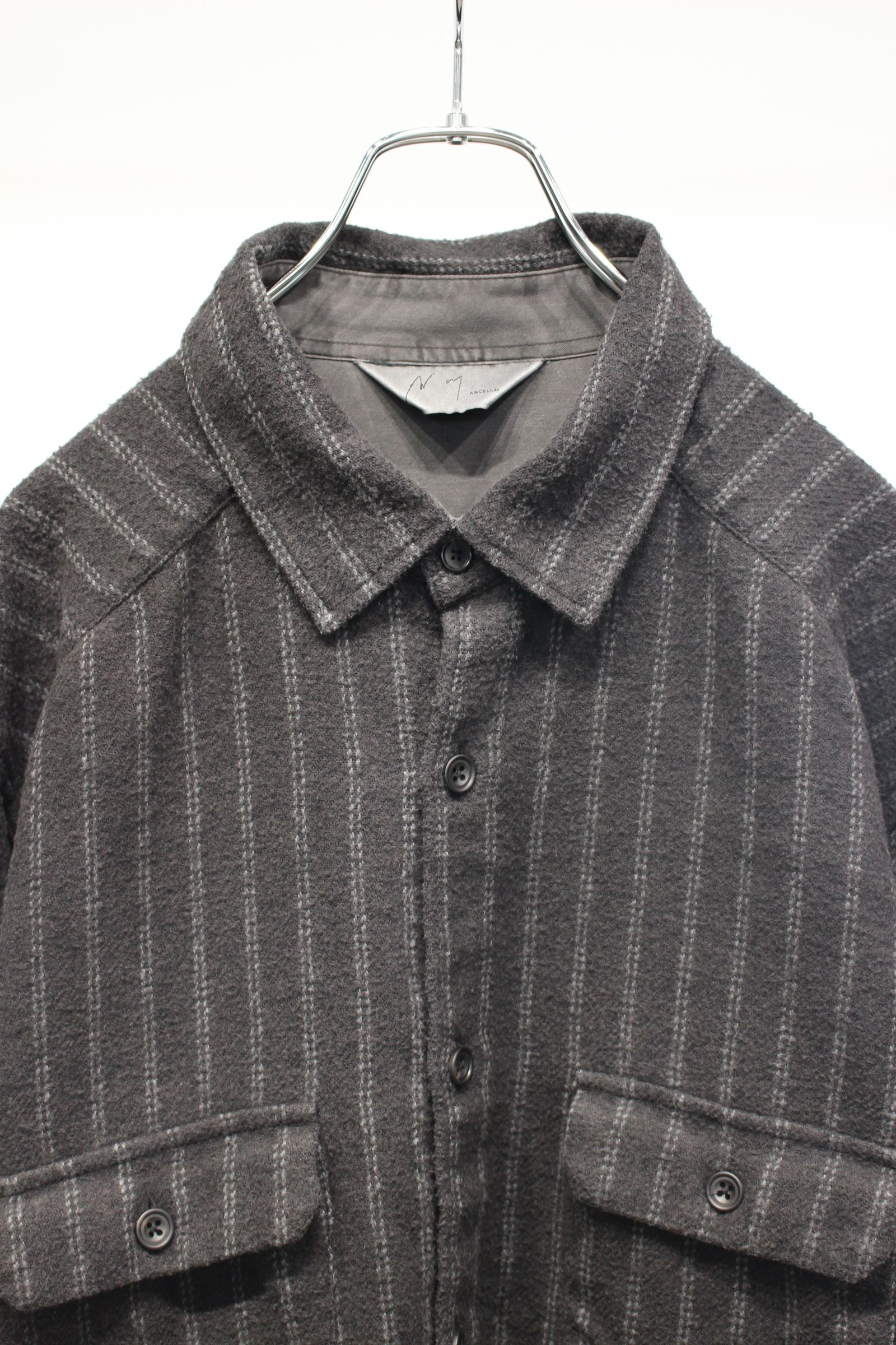 STRIPE BOXY WORK SHIRT | BLACK | シャツ