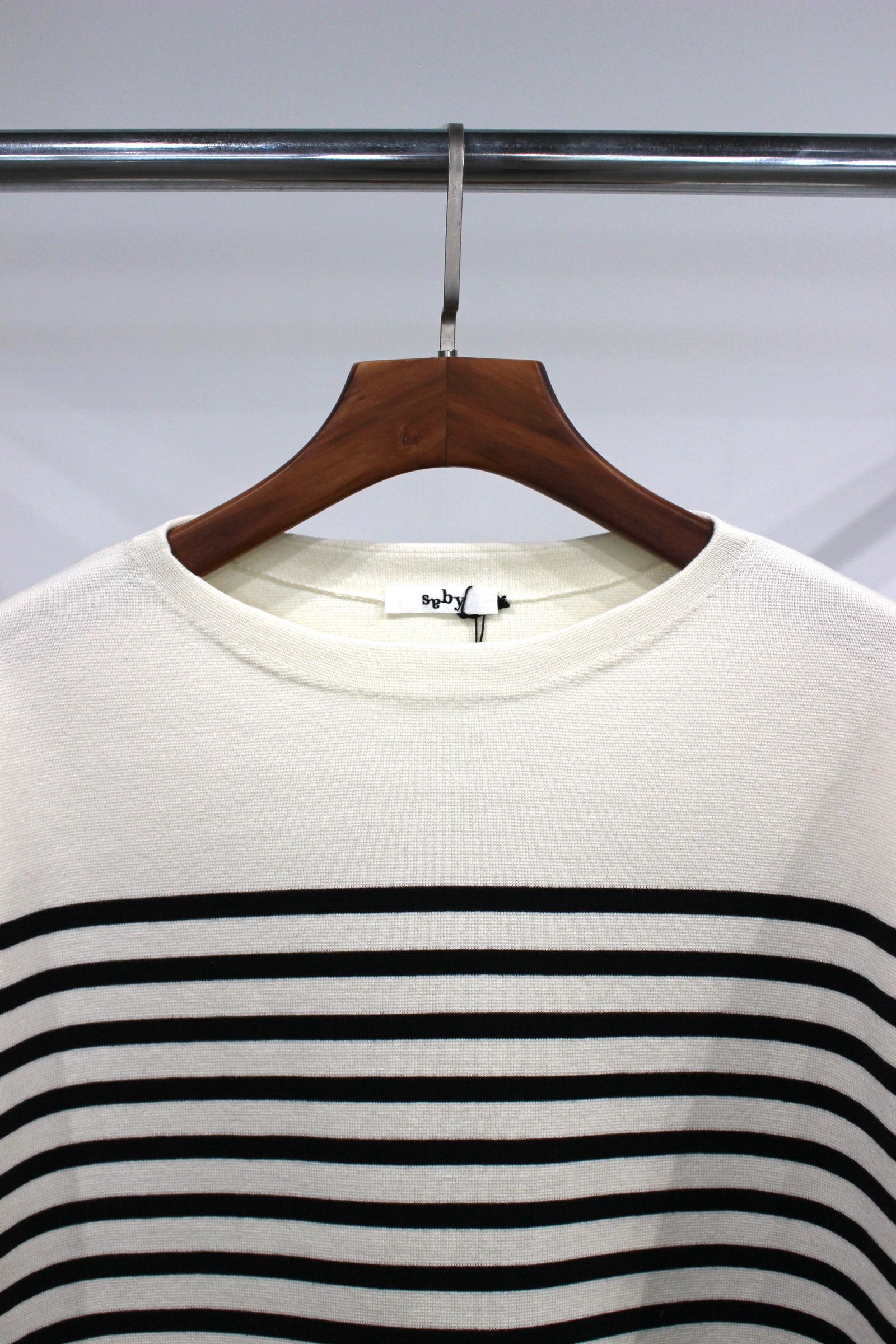 MILAN RIB BOAT NECK BORDER KNIT - 14G Compact Yarn -/ミラノリブニット