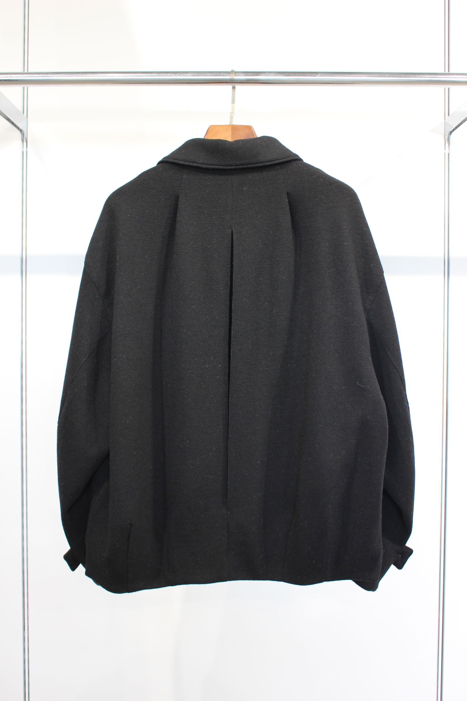 RECYCLED MELANGE WOOL KNIT ZIP BLOUSON/BLACK