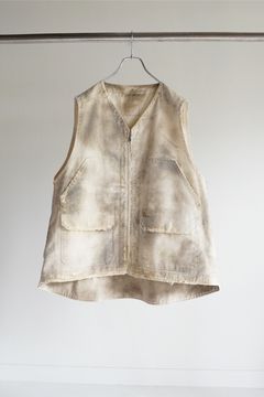 UNEVEN PAINT DUCK VEST/BEIGE