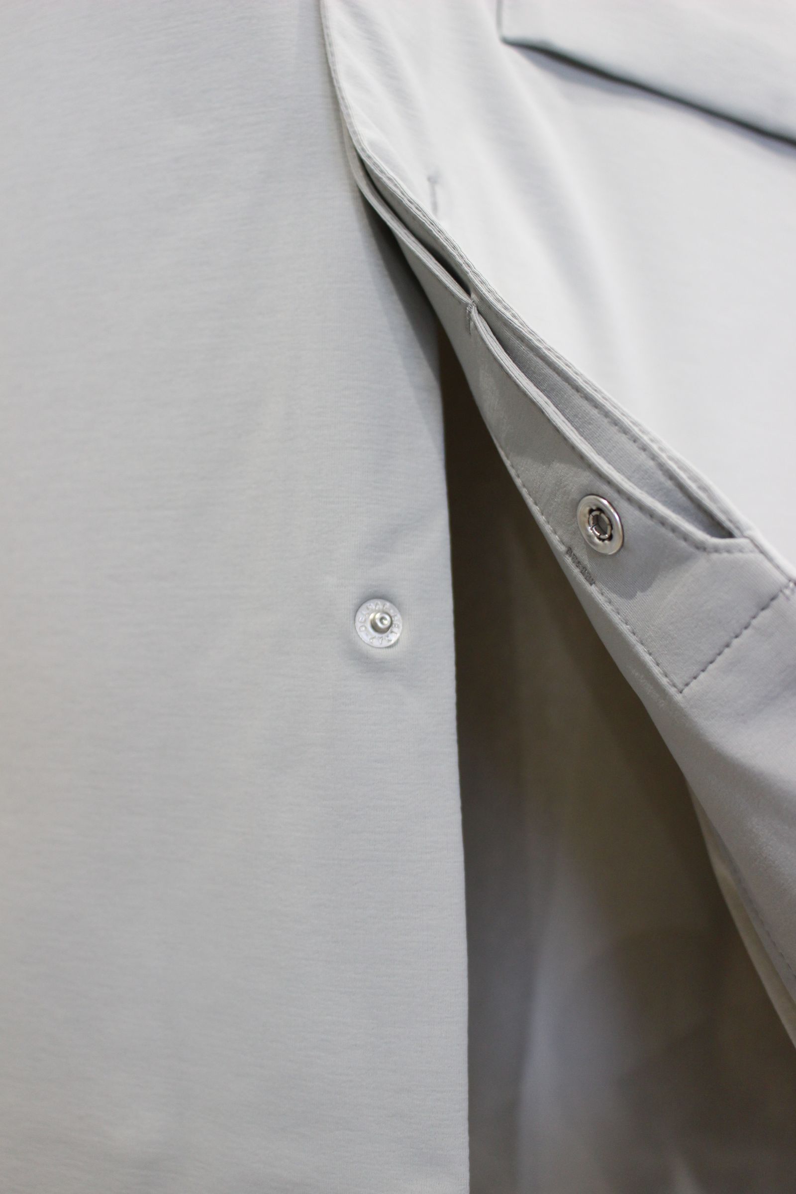 OPEN COLLAR SHIRT -solid-/LT.GRAY