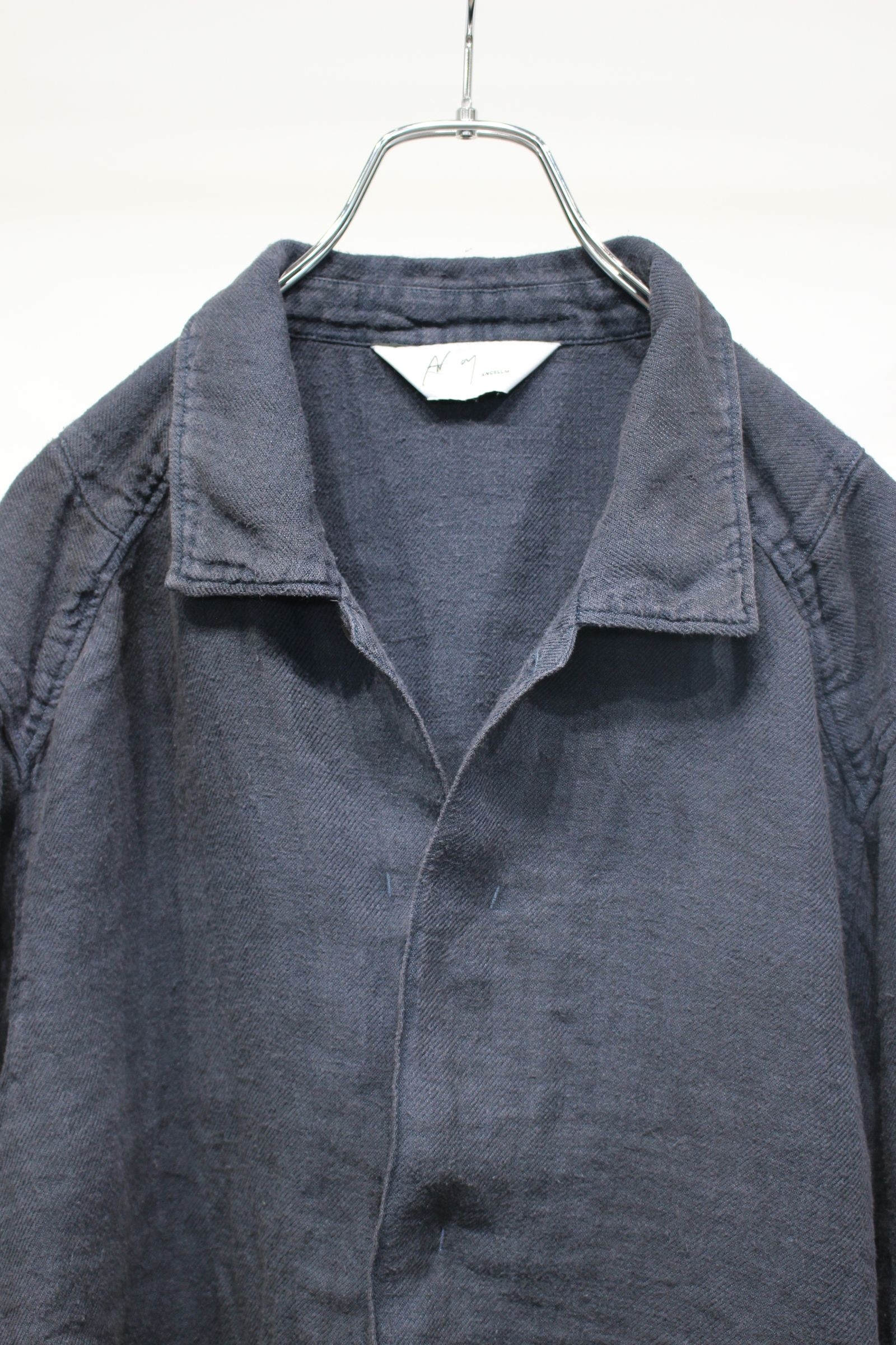 AGING LINEN CROSS-LINE SHIRT | NAVY | シャツ