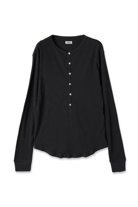 VINTAGE LIGHT RIB HENRY NECK L/S | BLACK | カットソー