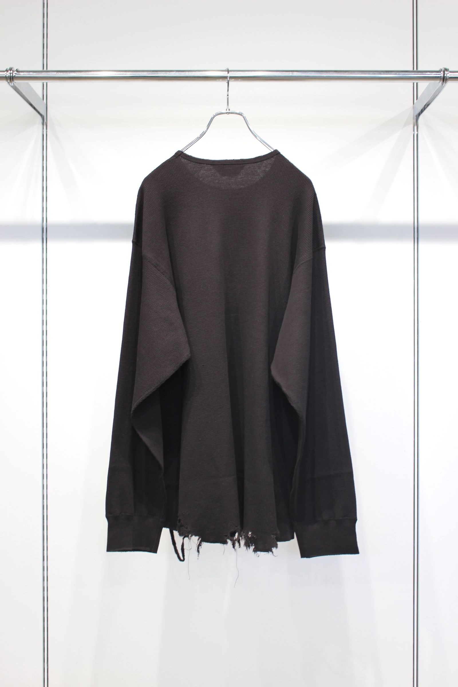 DAMAGE WAFFLE CREW LS | D.BROWN | カットソー