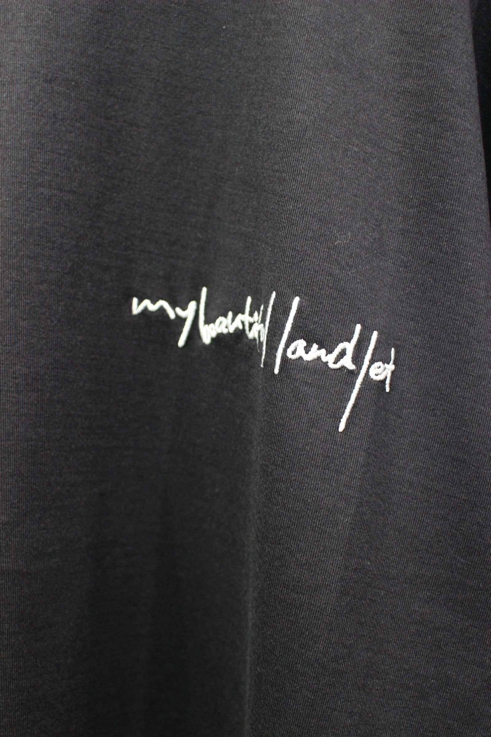 MERCERIZATION JERSEY EMBROIDERY T-SHIRT | BLACK | Logo | カットソー