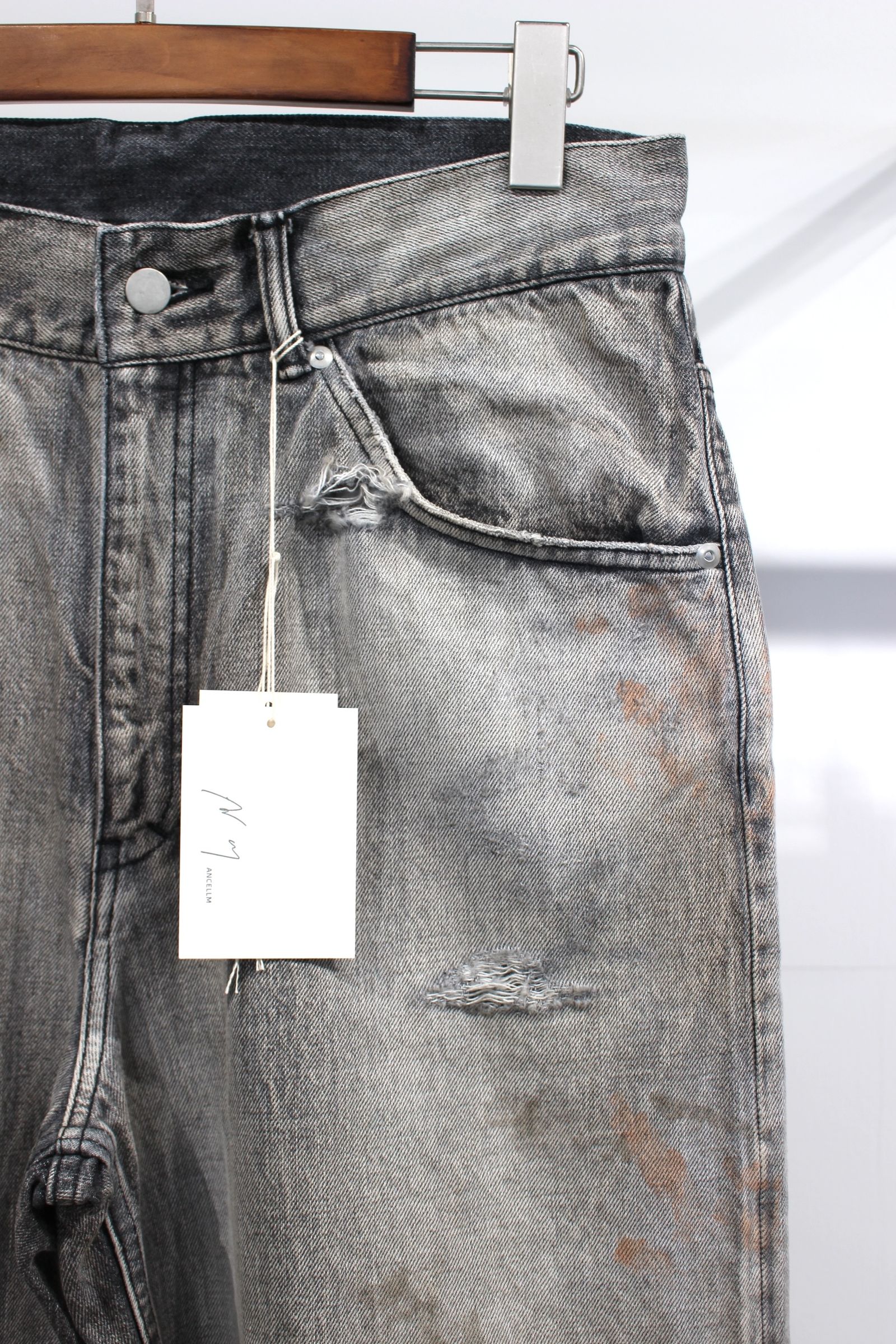 CRASH SELVEDGE DENIM STRAIGHT 5P PANTS/BLACK