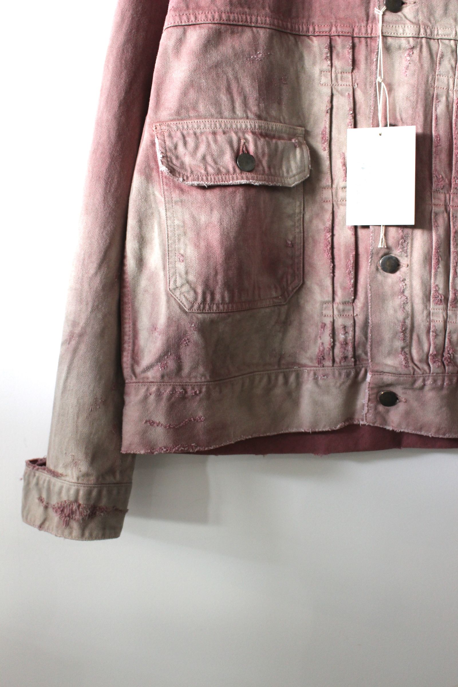 DAMEGE DENIM JACKET type-2/D.PINK