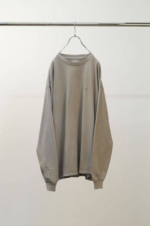 EMBROIDERY DYED LS T-SHIRT 2 | GRAY | カットソー