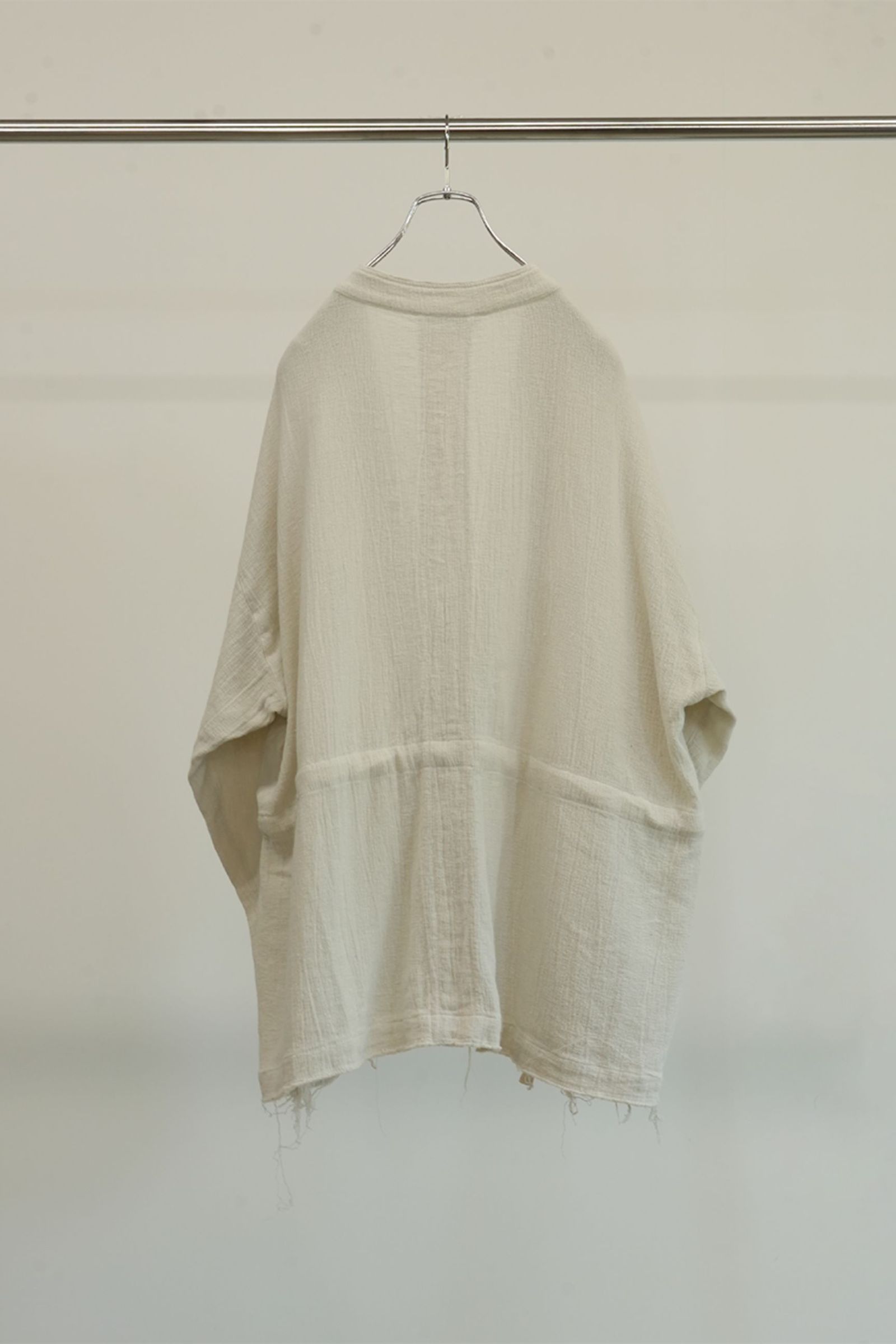 PANAMA COLLAR LESS SHIRT JACKET | OFF WHITE | カラーレスジャケット