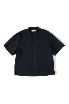MICRO SUCKER OPEN COLLAR S/S SHIRT/BLACK