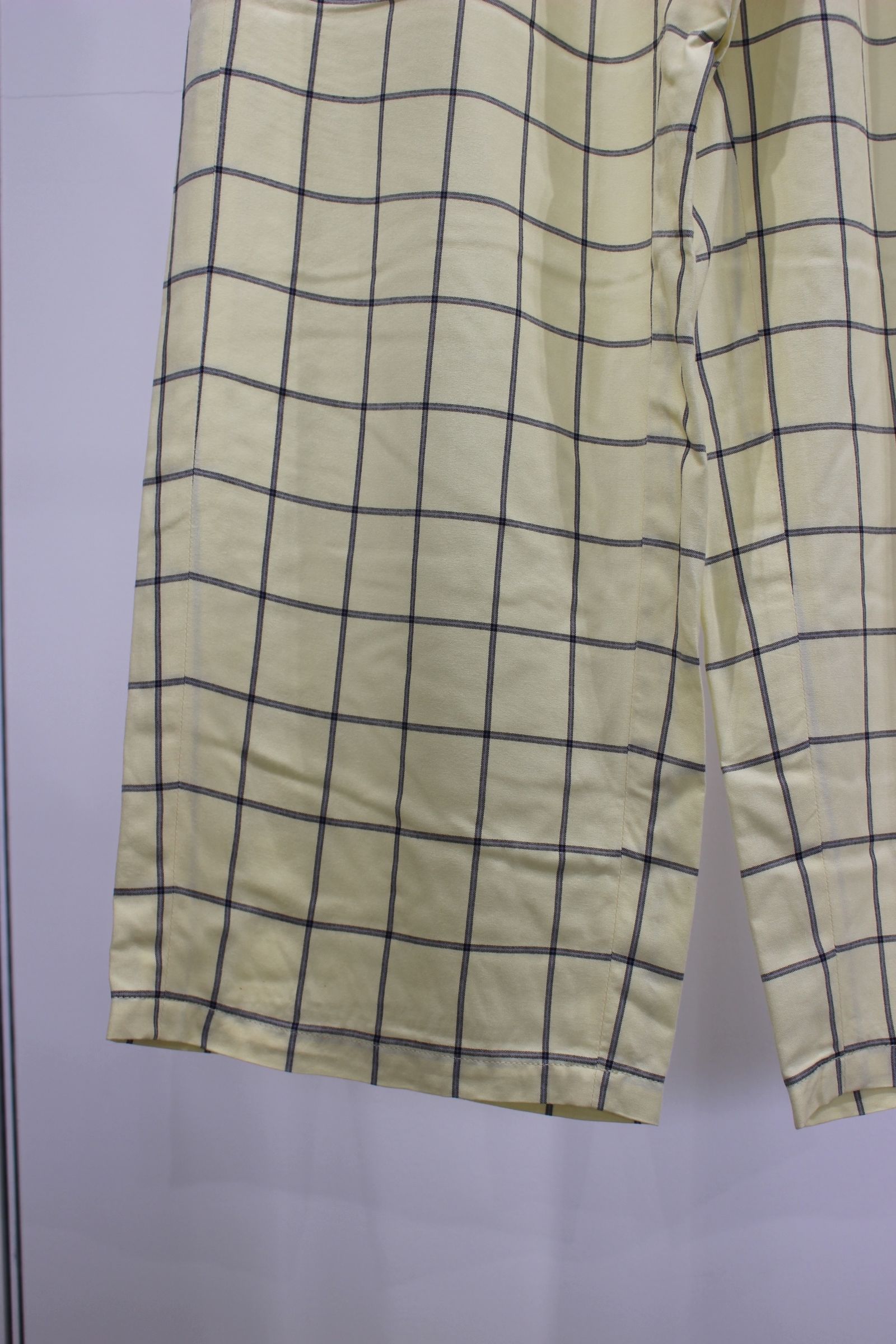 RAYON CHECK SLACKS/CREAM