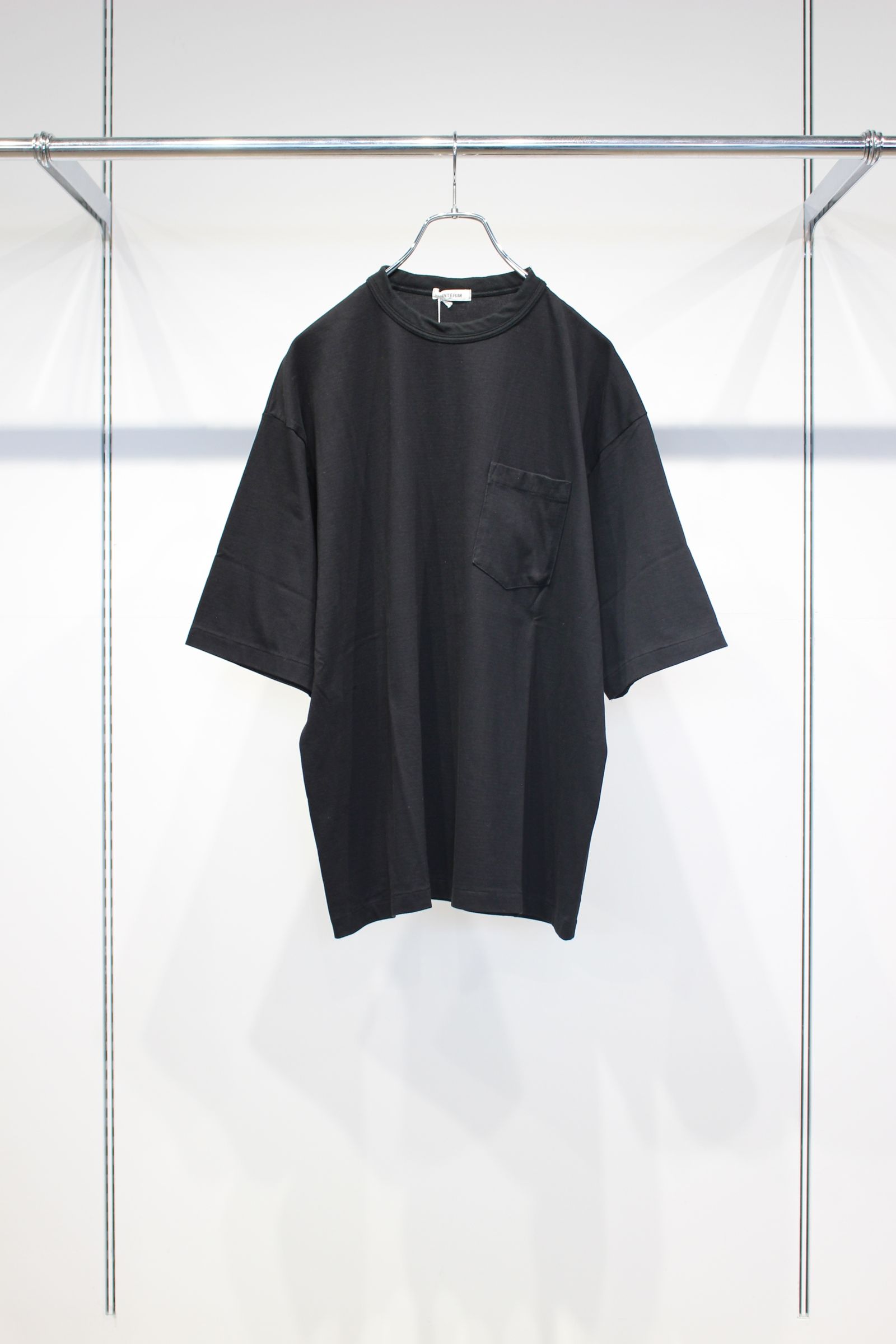 SEA ISLAND TOMPKINS LOOP JERSEY HYPER BIG BINDER NECK TUBE POCKET TEE | BLACK | カットソー