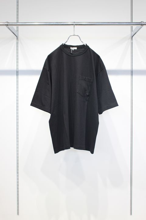 SEA ISLAND TOMPKINS LOOP JERSEY HYPER BIG BINDER NECK TUBE POCKET TEE | BLACK | カットソー