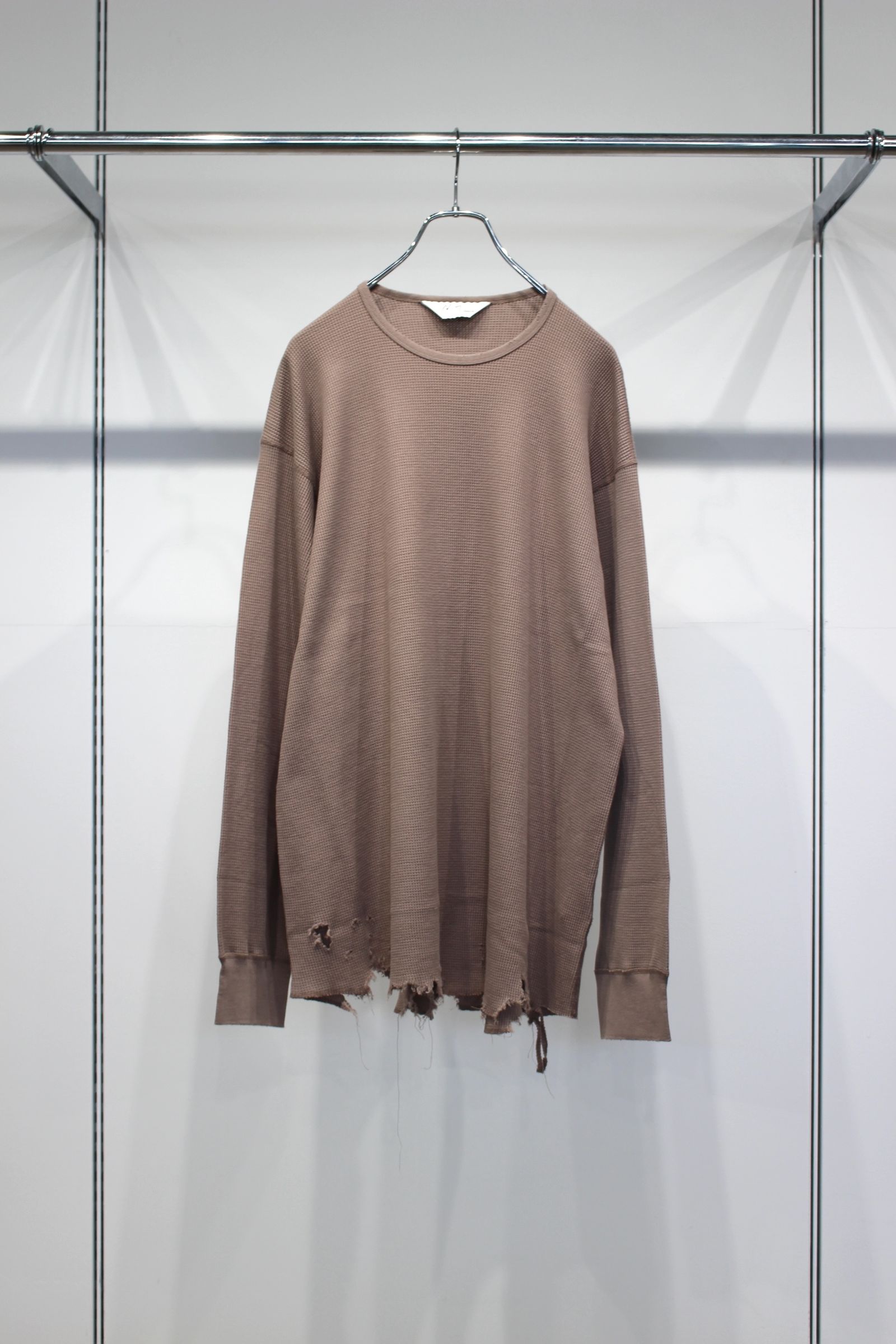 DAMAGE WAFFLE CREW LS | P.BEIGE | カットソー