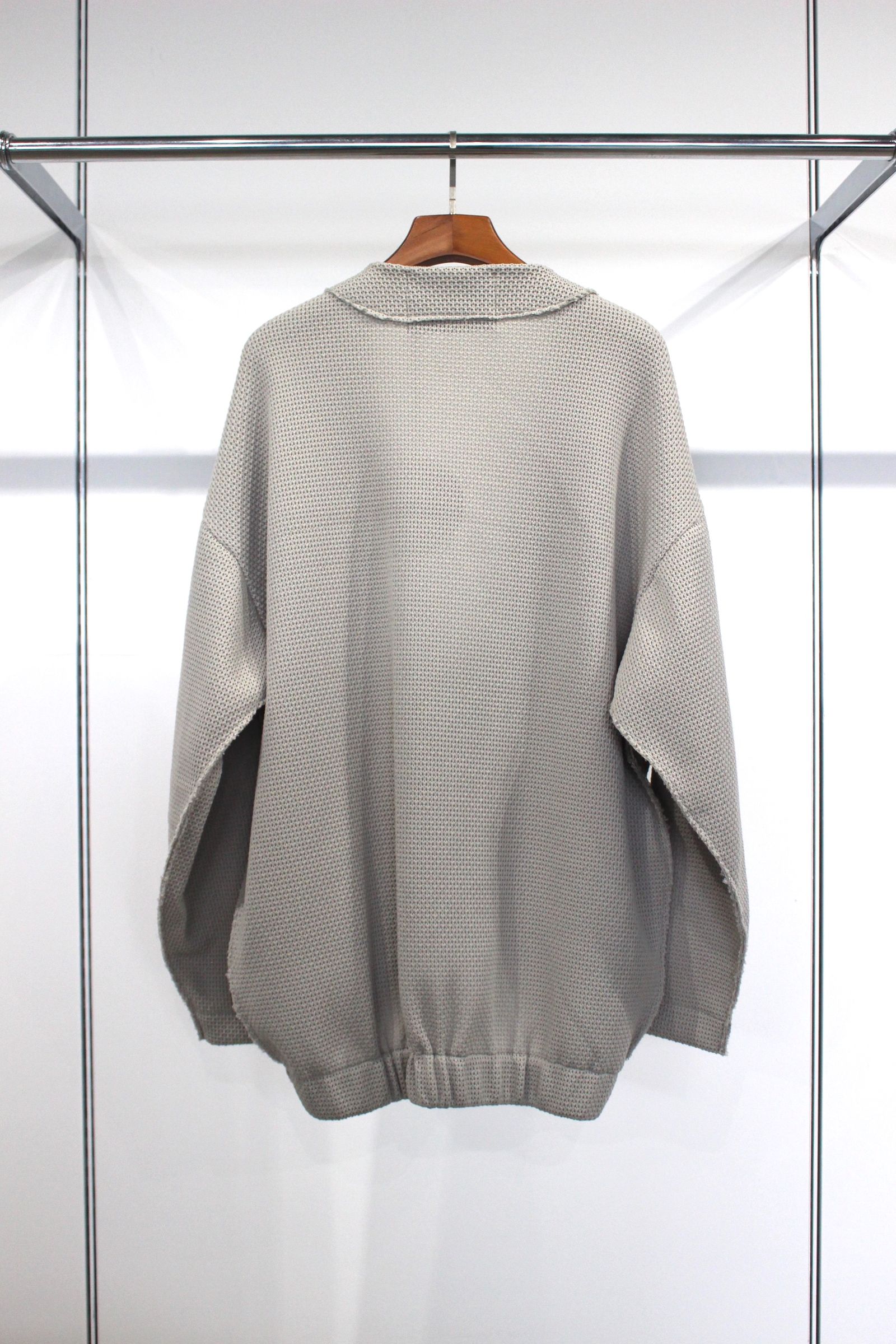 Honey Comb Quarter Gauge Cardigan/GRAY