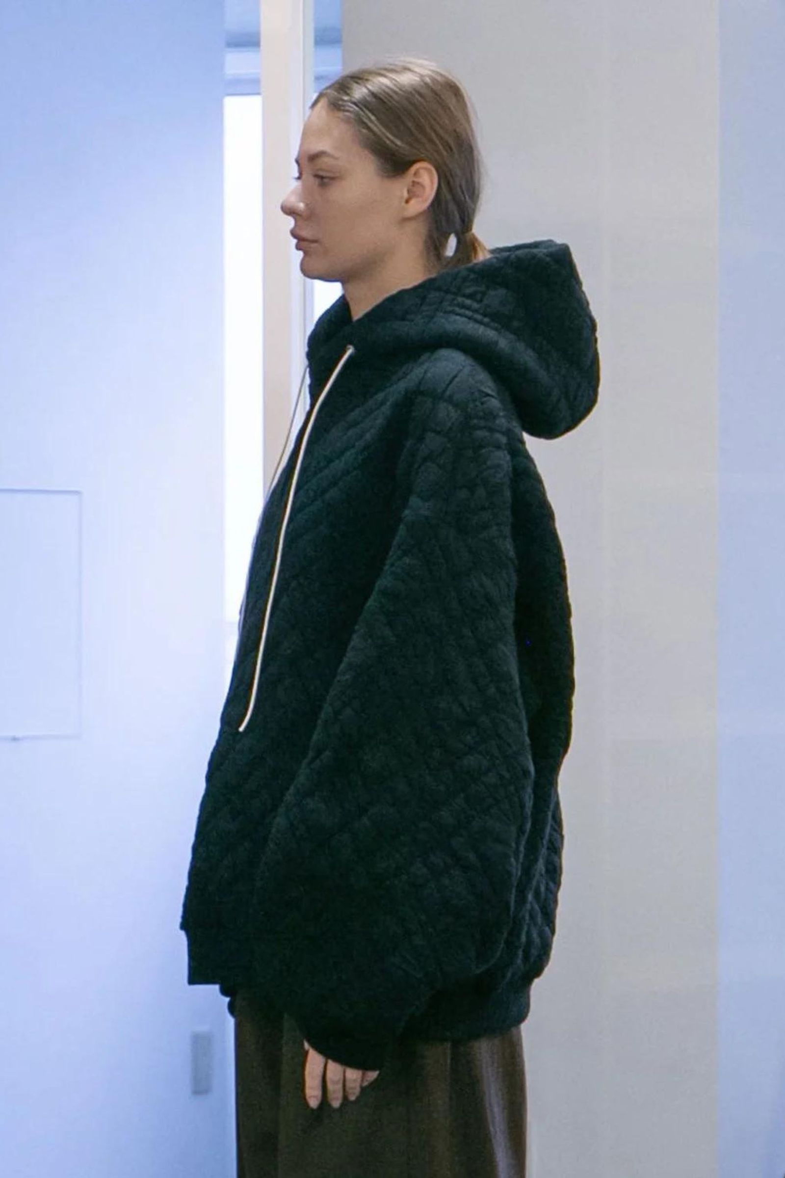 [ラスト1点] QUILTED JACQUARD PULLOVER HOODIE | OLIVE | パーカー