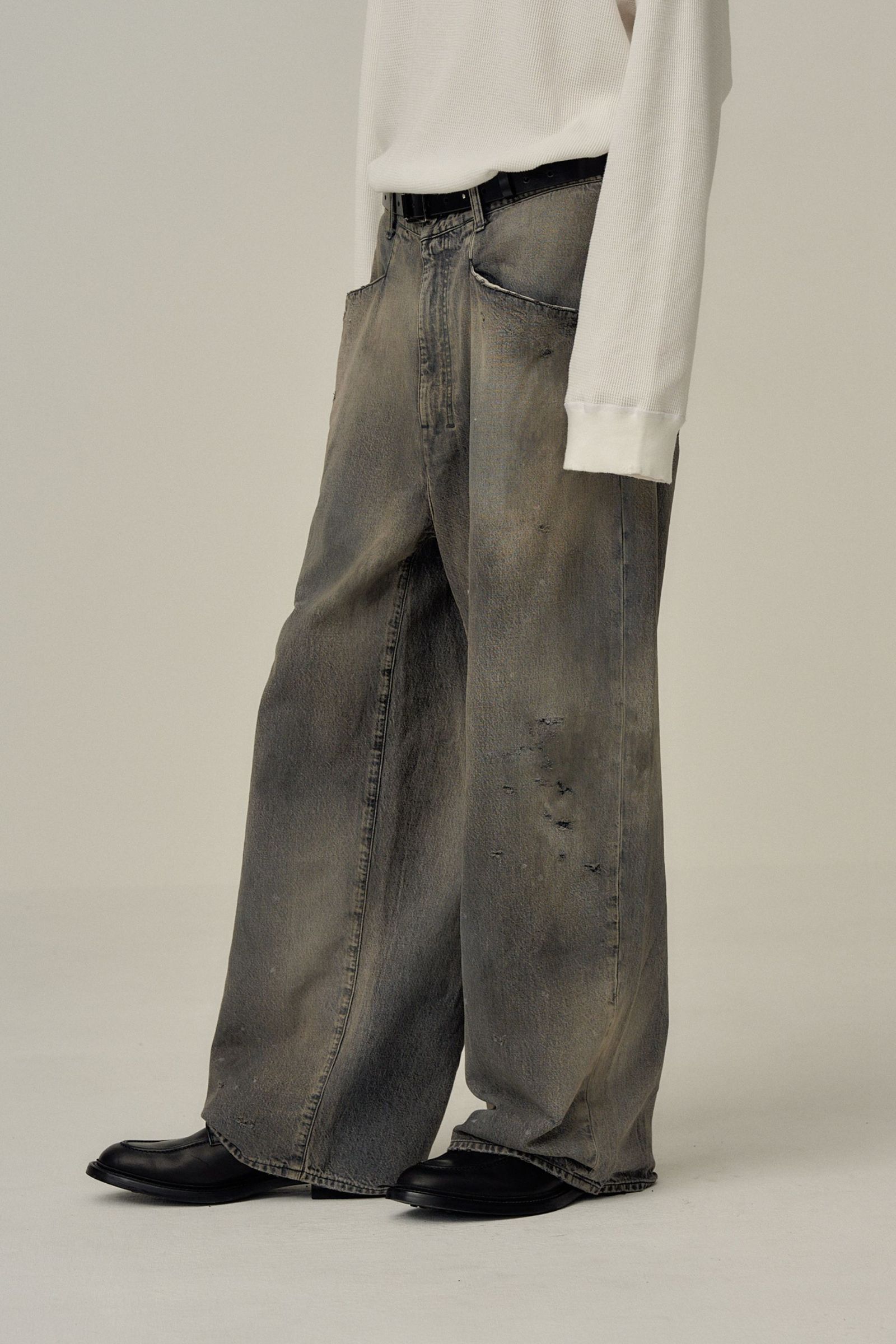 DENIM WIDE SLACKS | BLACK | デニムパンツ