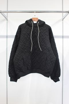 QUILTED JACQUARD PULLOVER HOODIE | BLACK | パーカー