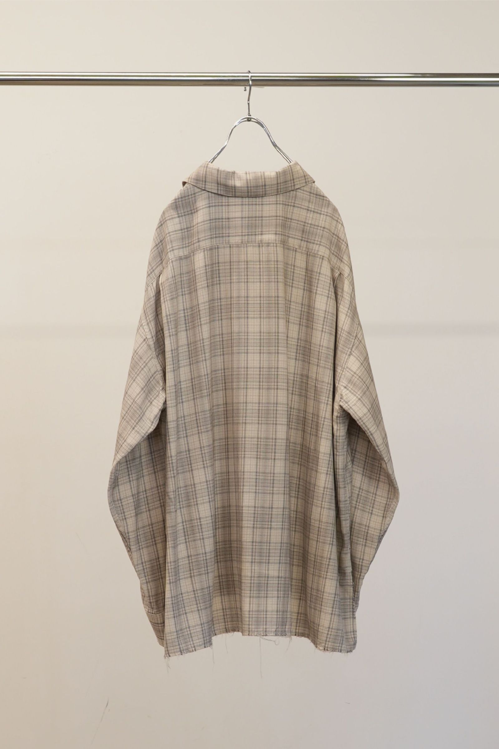 AGING RAYON CHECK SHIRT | BEIGE | シャツ