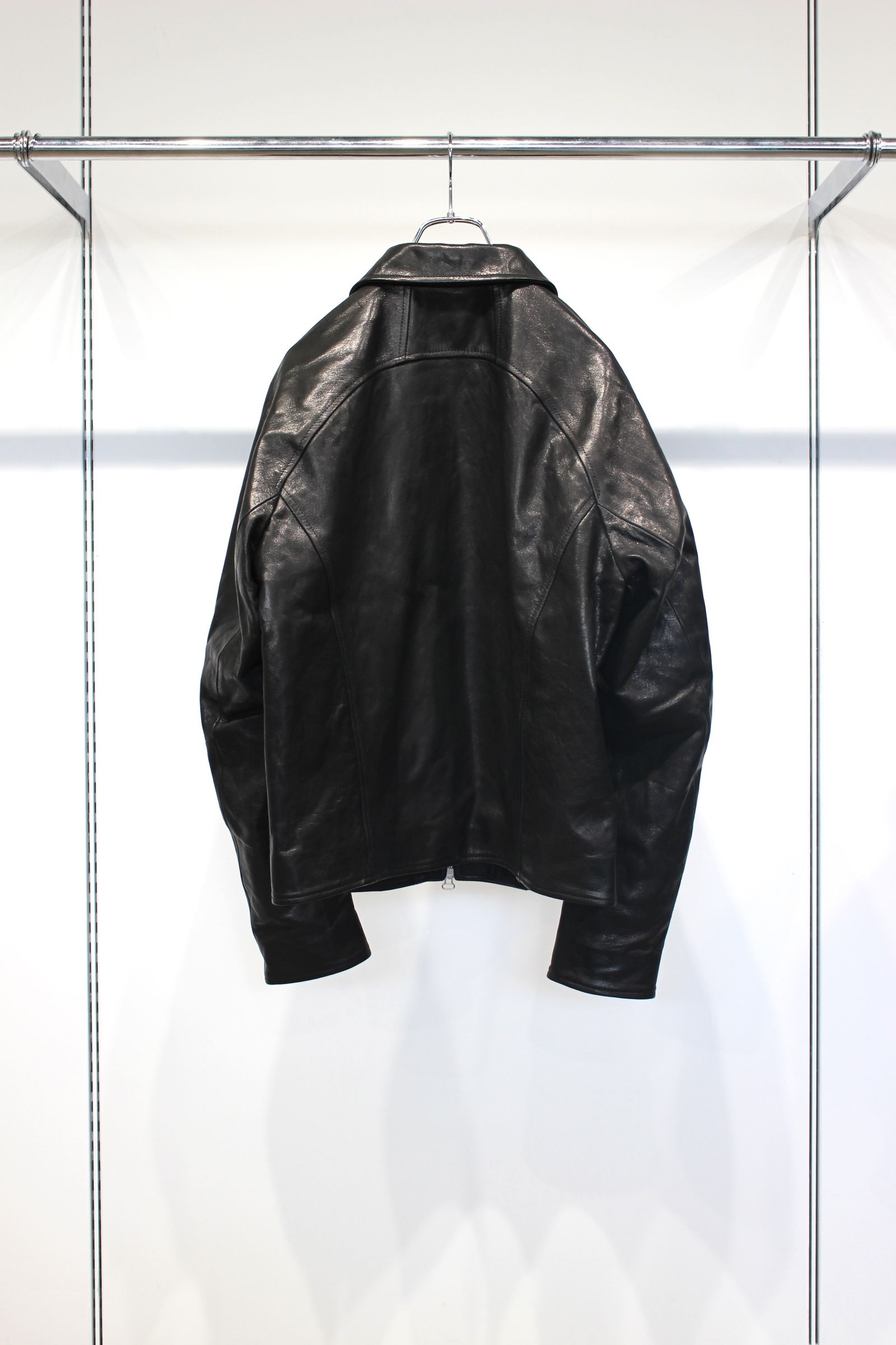 DRAPING LEATHER JACKET | BLACK | レザージャケット