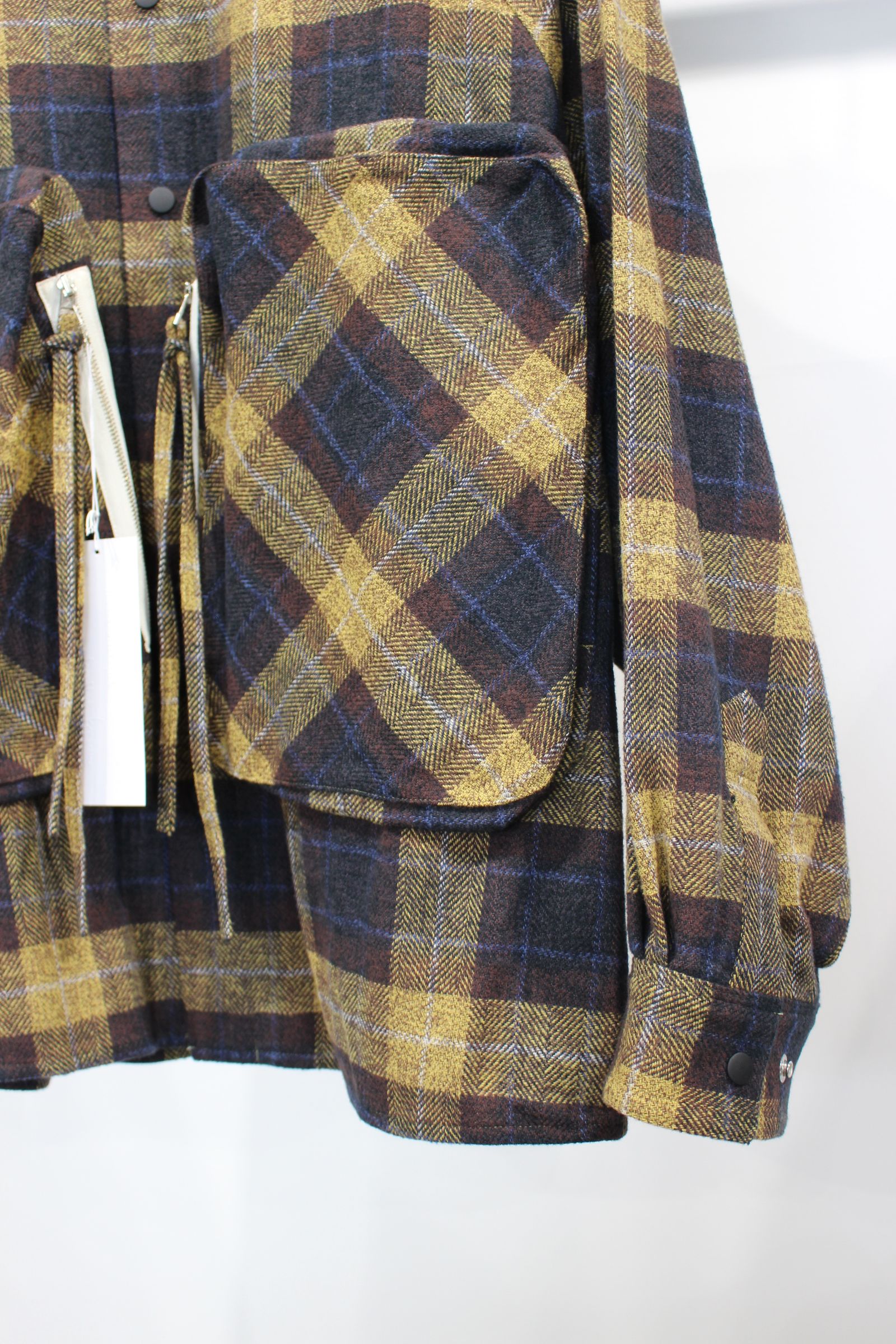 COTTON TWEED CHECK RAGLAN OVERSIZE SHIRT | YELLOW | シャツアウター