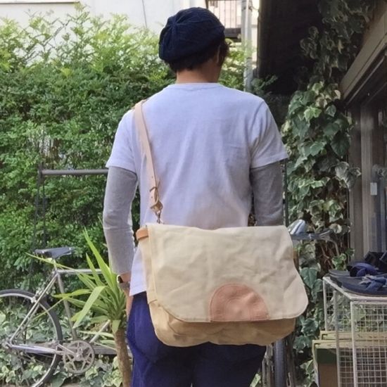 【訳あり】VASCO(ヴァスコ)レザー×キャンバス メールバッグ