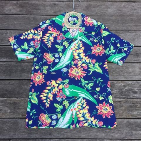FULL BLOOM SHELL GINGER / 半袖レーヨンシャツ / アロハシャツ / ハワイアン / ボーダー / ネイビー / SS37143