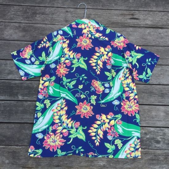 FULL BLOOM SHELL GINGER / 半袖レーヨンシャツ / アロハシャツ / ハワイアン / ボーダー / ネイビー / SS37143