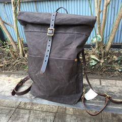 VASCO (ヴァスコ)レザー×キャンバス ロールトップリュックサック ブラック