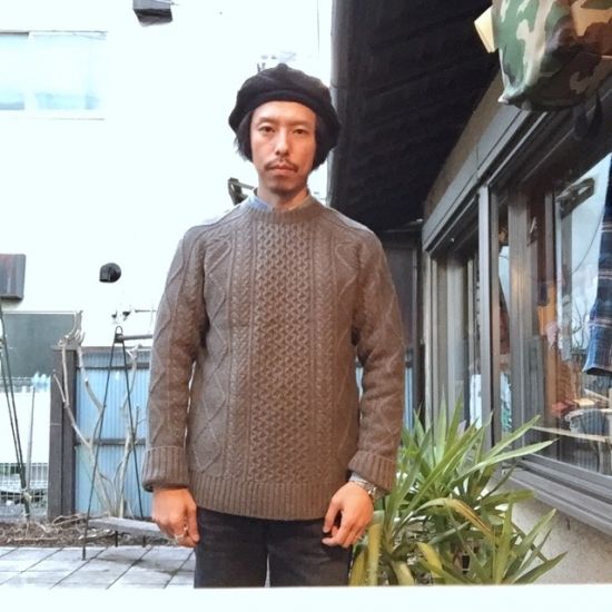Mr.attick(ミスターアティック)ケーブルニット カーキ