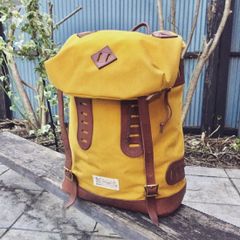VASCO equipment / コットンナイロン×レザー オールドバックパック イエロー