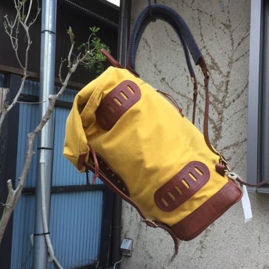 VASCO equipment / コットンナイロン×レザー オールドバックパック イエロー