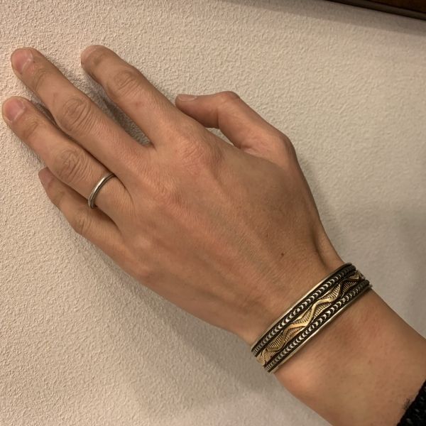 Bruce Morgan(ブルース・モーガン)14K+シルバー スタンプバングル ウェーブ