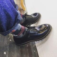 PLUSON SHOE SUPPLY / JOURNEY MAN - ワークオックスフォードプレントゥ ブラック