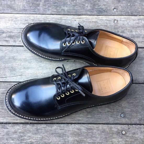 PLUSON SHOE SUPPLY / JOURNEY MAN - ワークオックスフォードプレントゥ ブラック