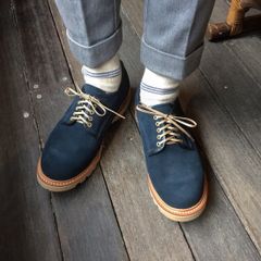 PLUSON SHOE SUPPLY / JOURNEY MAN - ワークオックスフォードプレントゥ ネイビースウェード