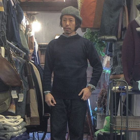 GUERNSEY WOOLLENS / トラディショナルガンジーセーター スリーモスポケット ネイビー