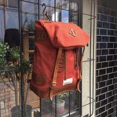 VASCO equipment / コットンナイロン×レザー オールドバックパック オレンジレッド