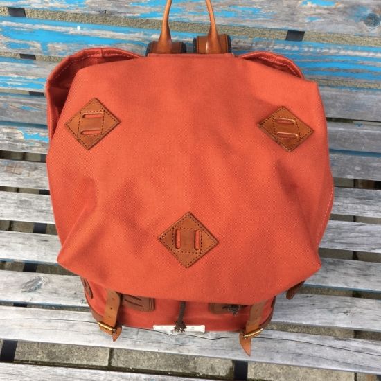 VASCO equipment / コットンナイロン×レザー オールドバックパック オレンジレッド